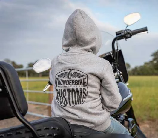Thunderbike Kids Hoodie New Custom Grau 4 Thunderbike Kids Hoodie New Custom Grau – Bild 4