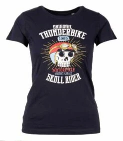 Thunderbike Kinder T-Shirt Girl Skull Rider Blau