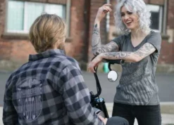 Thunderbike Damen T-Shirt New Custom Strass, Grau -Thunderbike 19 11 1013 51