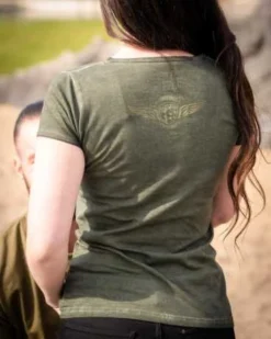 Thunderbike Damen T-Shirt New Custom Strass, Oliv -Thunderbike 19 11 1014 4