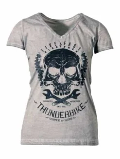 Thunderbike Damen T-Shirt Death´s Head Grau
