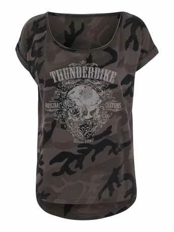 Thunderbike Damen T-Shirt Grunge Skull Schwarz 1 Thunderbike Damen T-Shirt Grunge Skull Schwarz