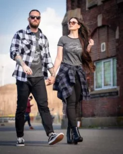 Thunderbike Damen T-Shirt Classic Vintage Grau -Thunderbike 19 11 1233v 2