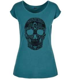 Thunderbike Damen T-Shirt Motorcycle Skull Petrol