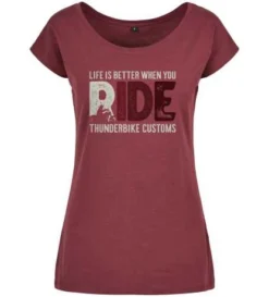 Thunderbike Damen T-Shirt Ride Burgundy Rot
