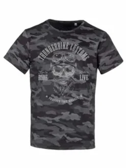 Thunderbike T-Shirt Bearded Skull Schwarz/grau