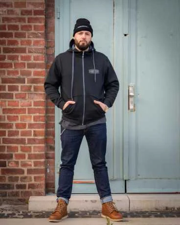 Thunderbike Zip Hoodie Flying Spark Plug Schwarz/grau 3 Thunderbike Zip Hoodie Flying Spark Plug Schwarz/grau – Bild 3